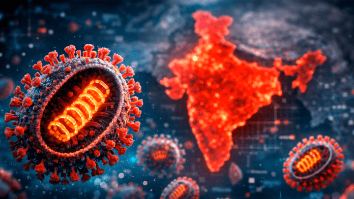 Vírus e mapa da Índia