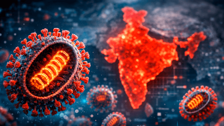 Vírus e mapa da Índia