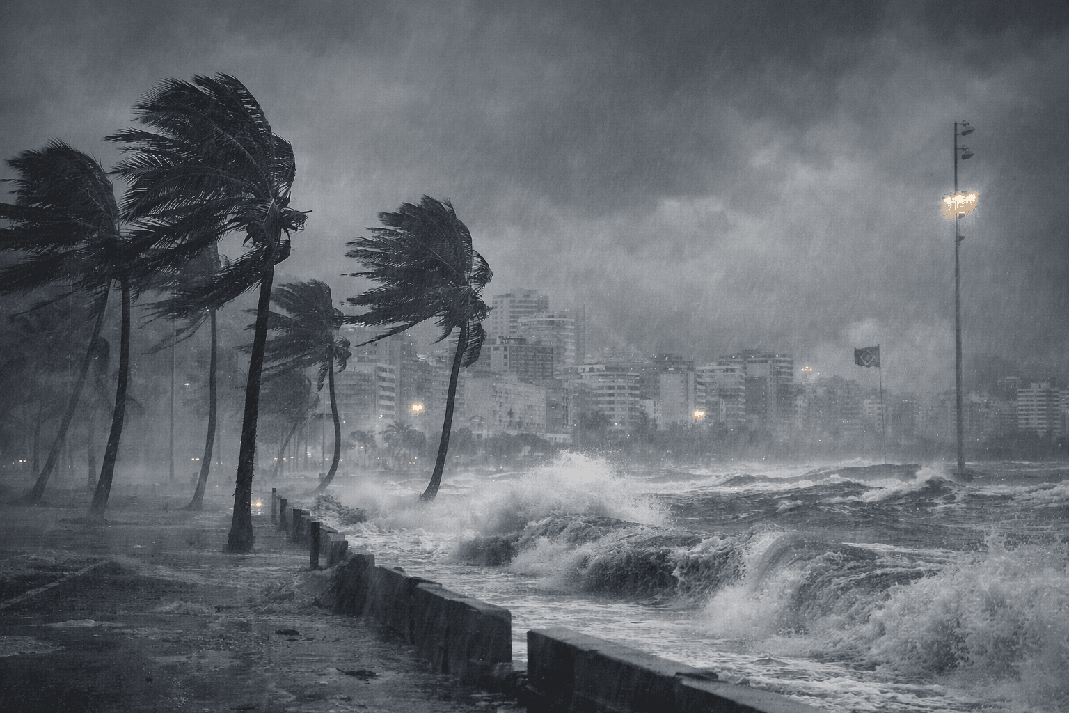 Impacto de ventos de um ciclone extratropical no litoral