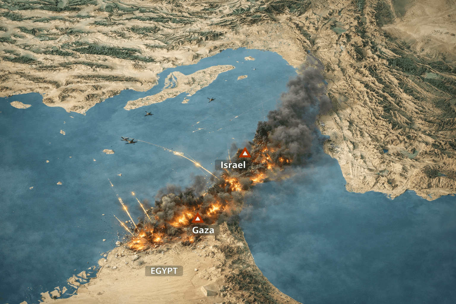 Mapa tático do Oriente Médio destacando o Estreito de Ormuz