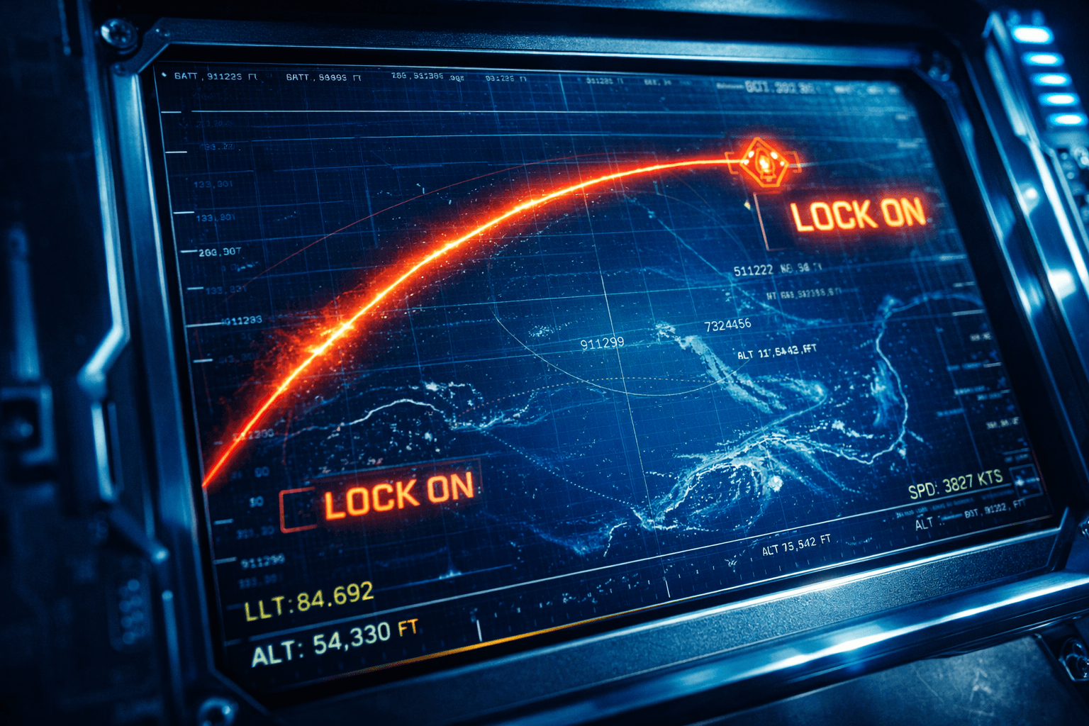 Míssil balístico cruzando o espaço em direção a um atol no oceano