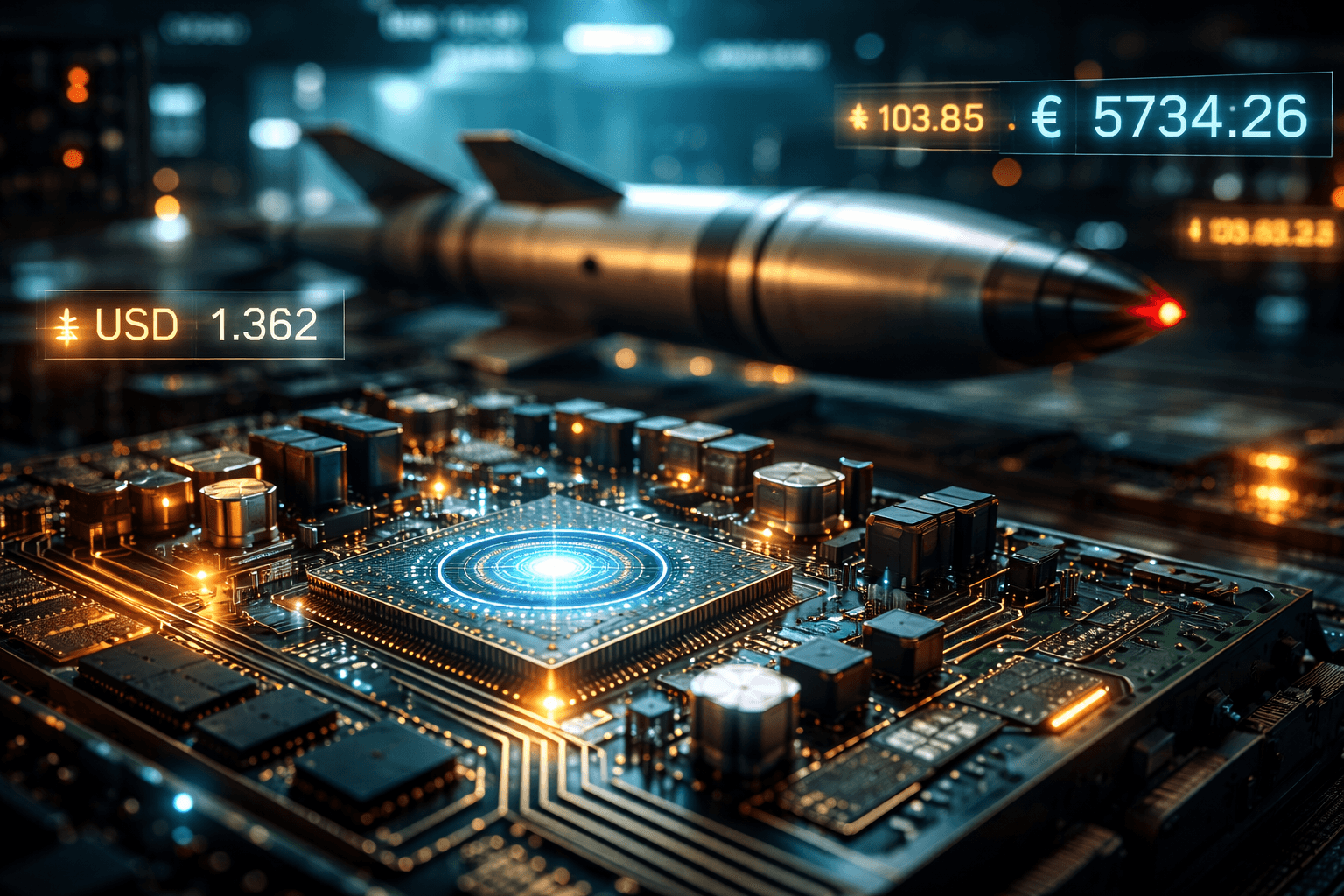 Mísseis inteligentes sendo preparados em hangar militar