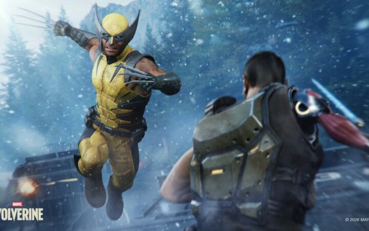 Wolverine avança com as garras expostas contra um inimigo em cena oficial de combate do jogo da PlayStation.
