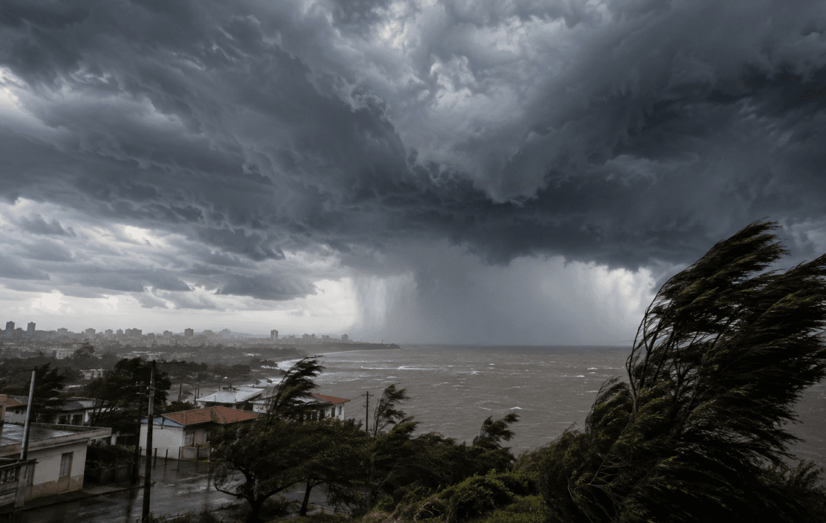 Ciclone extratropical no Brasil representado por grande sistema de nuvens sobre a Região Sul.