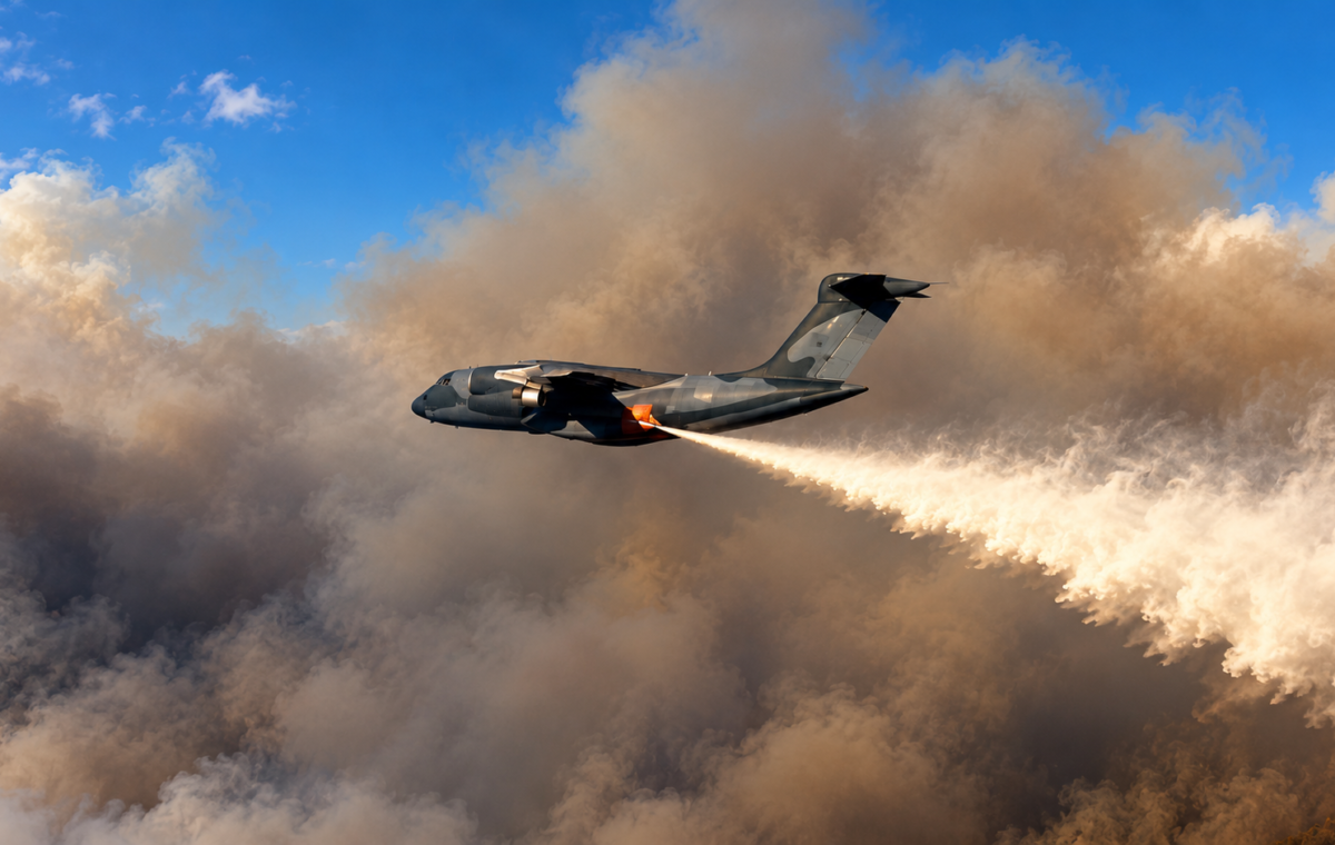 FAB usa KC-390 para combater incêndios florestais no Amazonas
