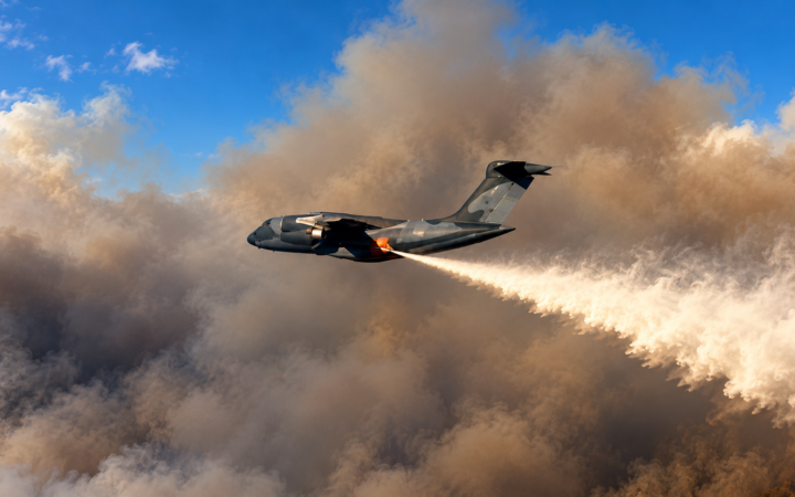 FAB usa KC-390 para combater incêndios florestais no Amazonas