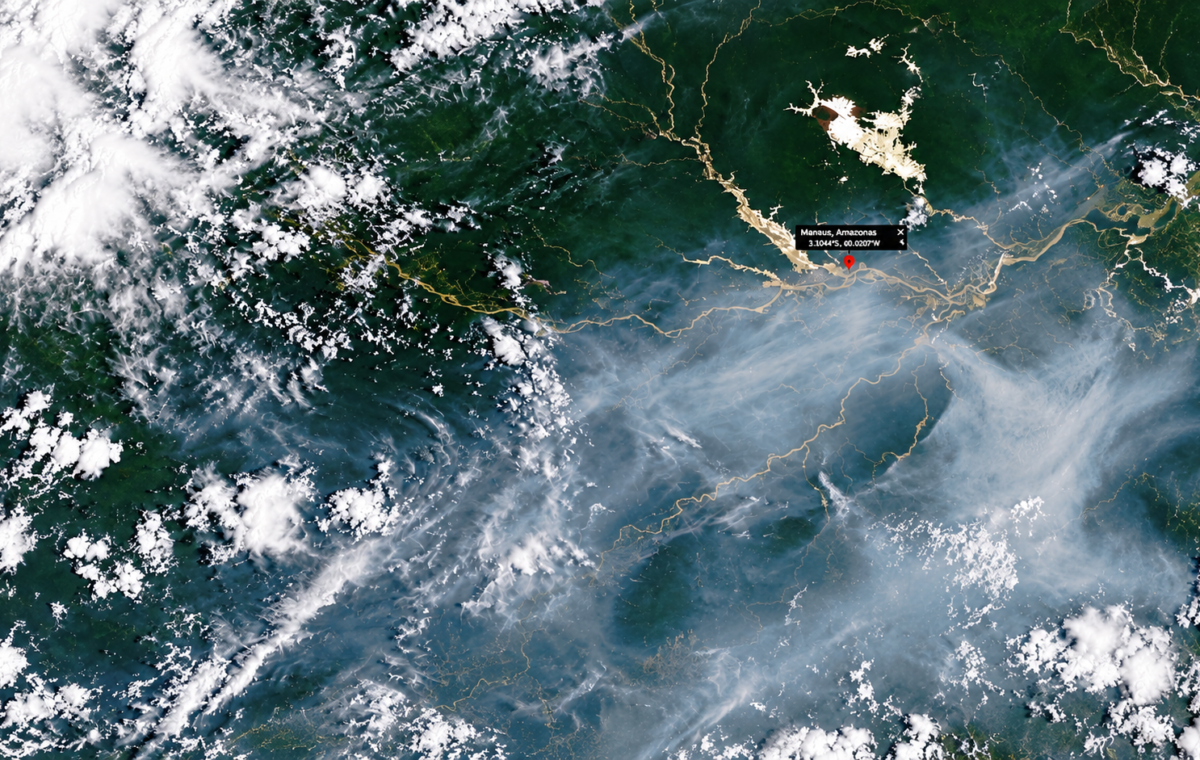 NASA registra fumaça de queimadas no Amazonas vista do espaço